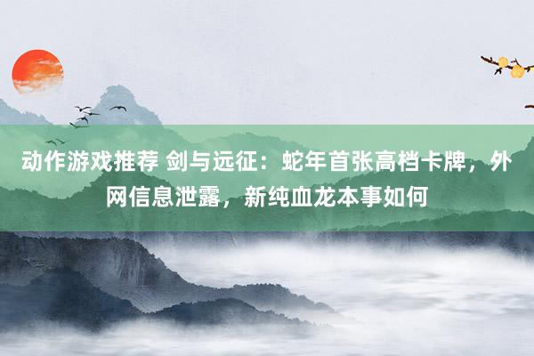 动作游戏推荐 剑与远征：蛇年首张高档卡牌，外网信息泄露，新纯